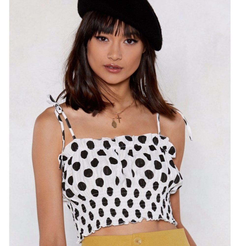 Nasty Gal Cropped Polka Dot Top